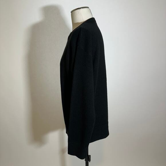 Halston Black Gold Chain Link Keyhole V-Neck Sweater Womens Size Medium M Career - Picture 4 of 10